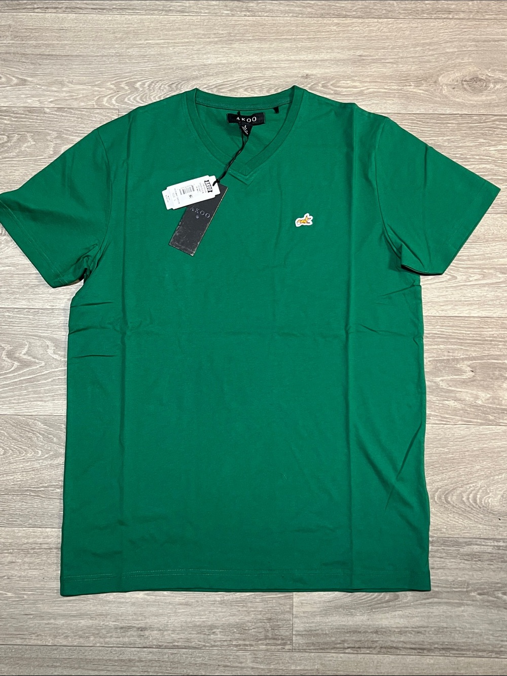 Akoo Classic V-Neck Tee in Green with Small Logo